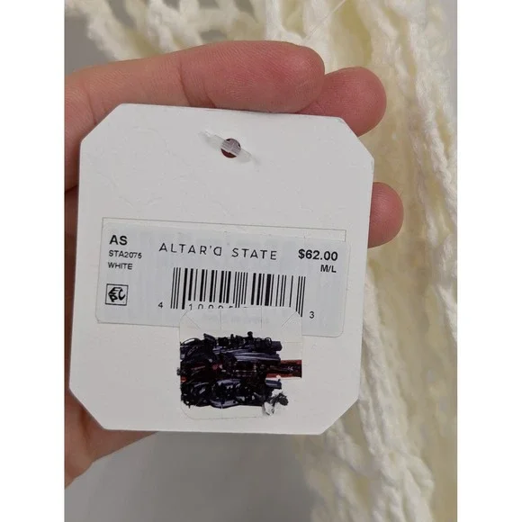 Altar'd State Floral Fairy Crochet Shrug Size M Ivory Long Sleeve Boho Festival - Picture 6 of 8